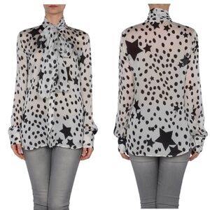 NWT! ELITE Francesco Scognamiglio Star Bow Scarf Blouse IT 44 SILK